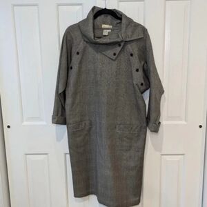 Vintage Wool Houndstooth Plaid Dress, Small S